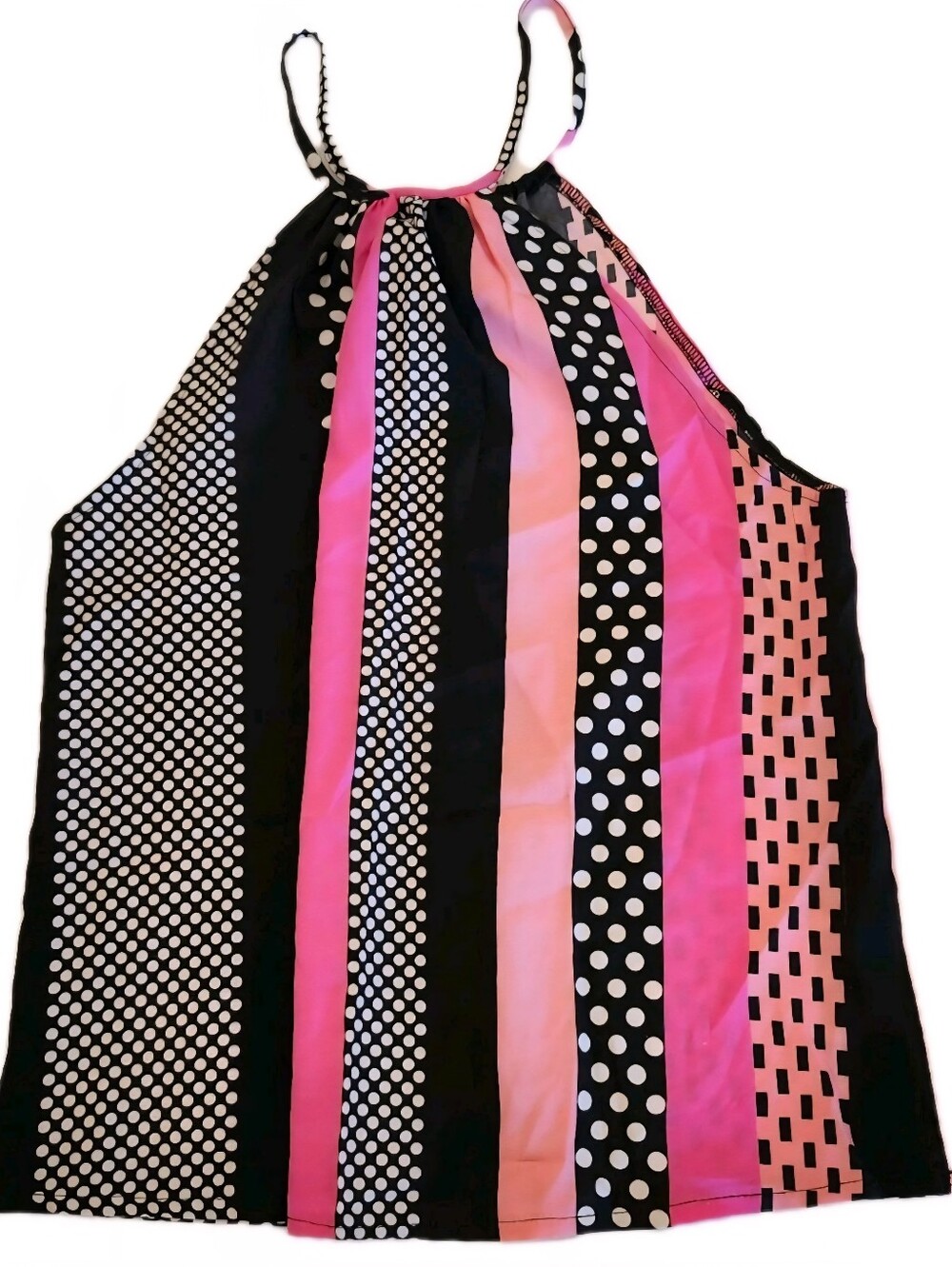 Elle Woods Barbiecore Y2K Pink Black Polka Dot Mod Halter Tank Top, Size Small